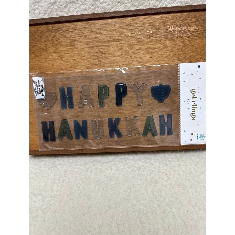 Gel Clings Happy Hanukkah 15 Count Blue Green Window Decals - Set of 4